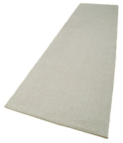 Vintage Flatweave Rug – Handmade Area Rug 3'6''x13'5'' Beige Wool Cotton Blend