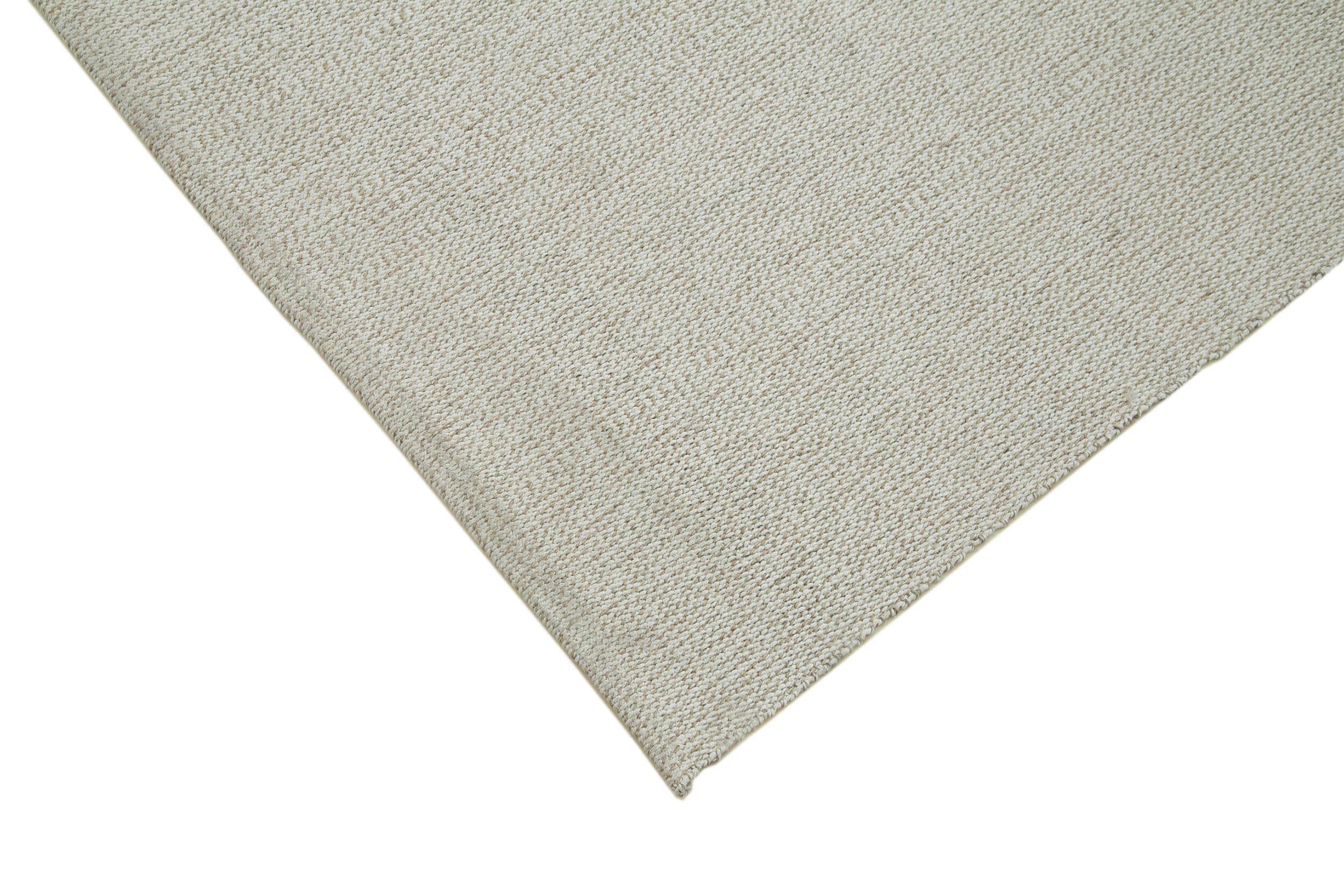 Vintage Flatweave Rug – Handmade Area Rug 3'6''x13'5'' Beige Wool Cotton Blend