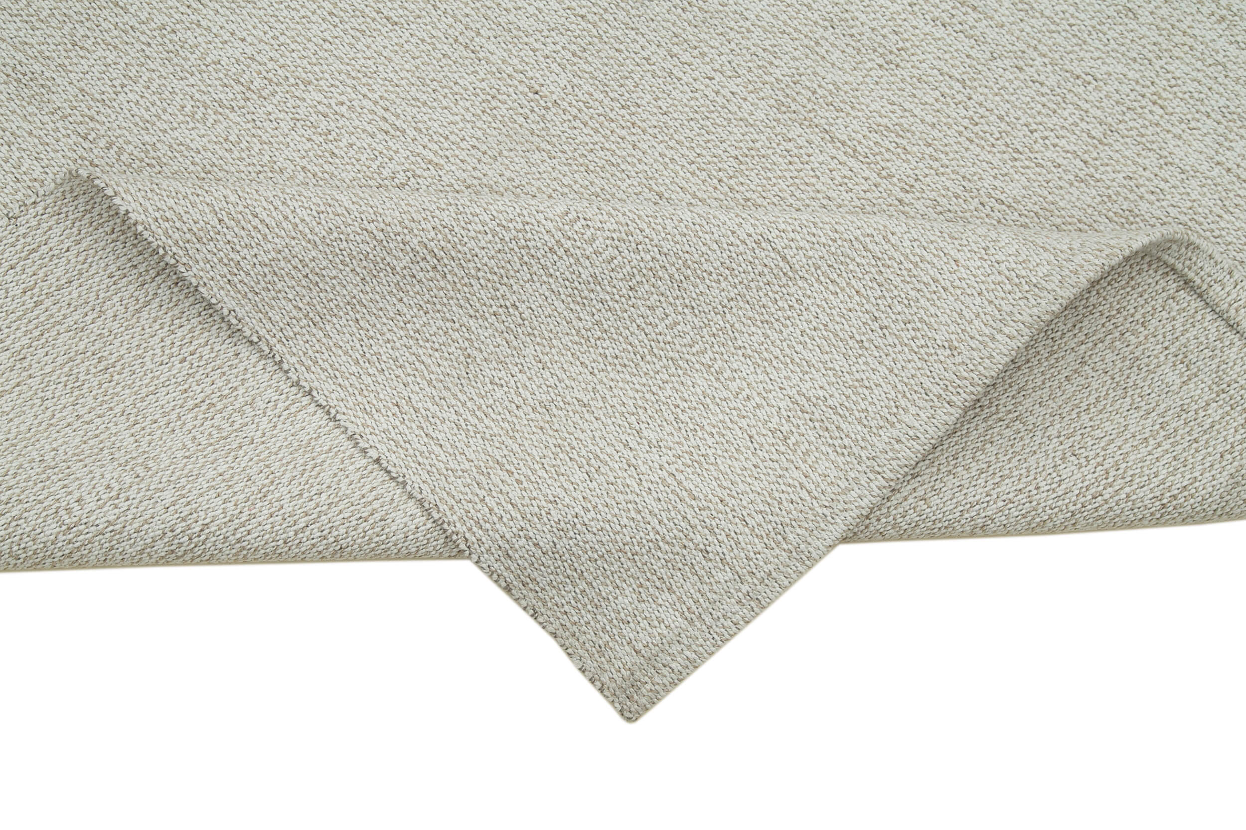 Vintage Flatweave Rug – Handmade Area Rug 3'6''x13'5'' Beige Wool Cotton Blend