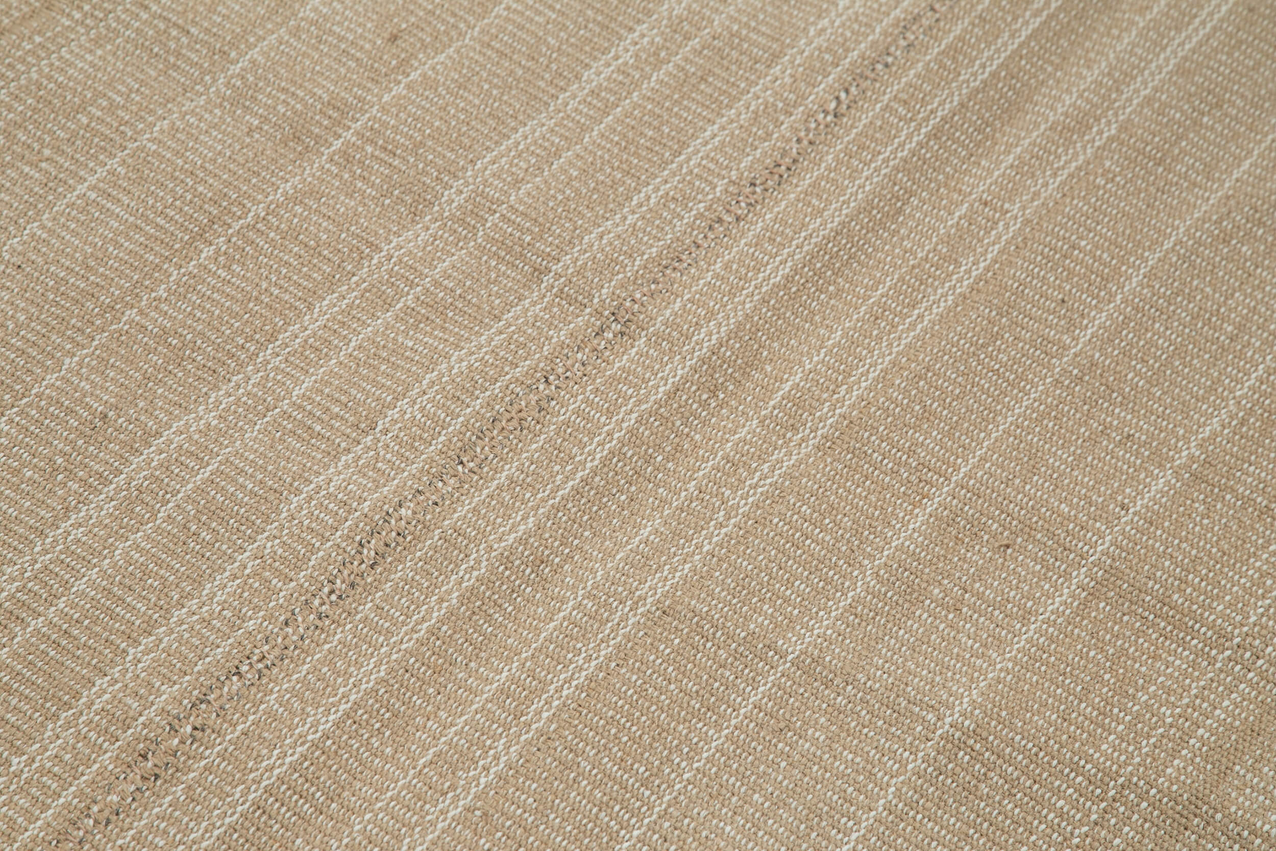 Handmade Vintage Area Rug - Brown Wool Flatweave Cotton Wool Carpet 4'8''x7'5''