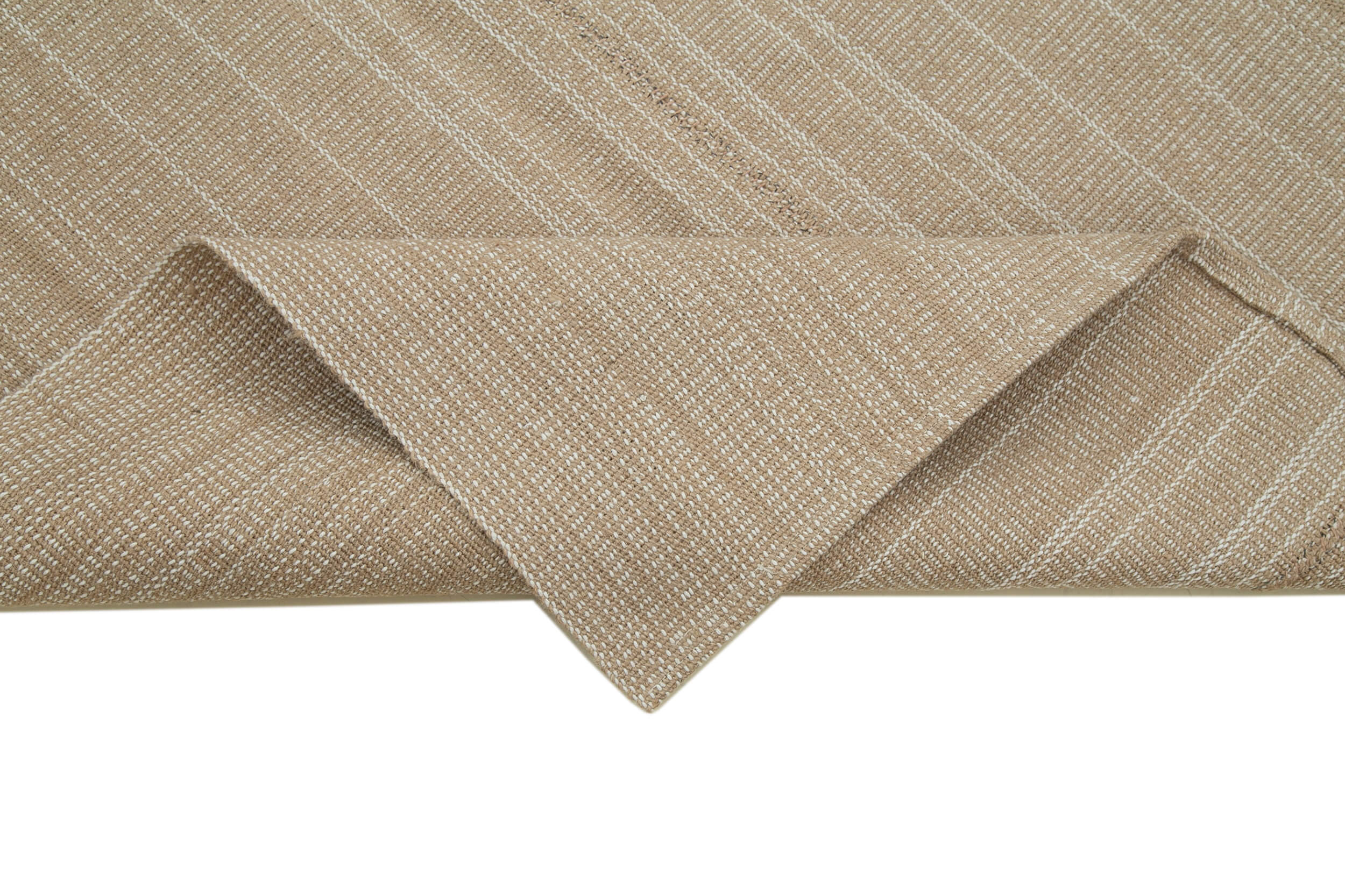 Handmade Vintage Area Rug - Brown Wool Flatweave Cotton Wool Carpet 4'8''x7'5''