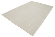 Vintage Flatweave Rug - Handmade Area Rug 6'9''x10'3'' Beige Cotton Wool Carpet