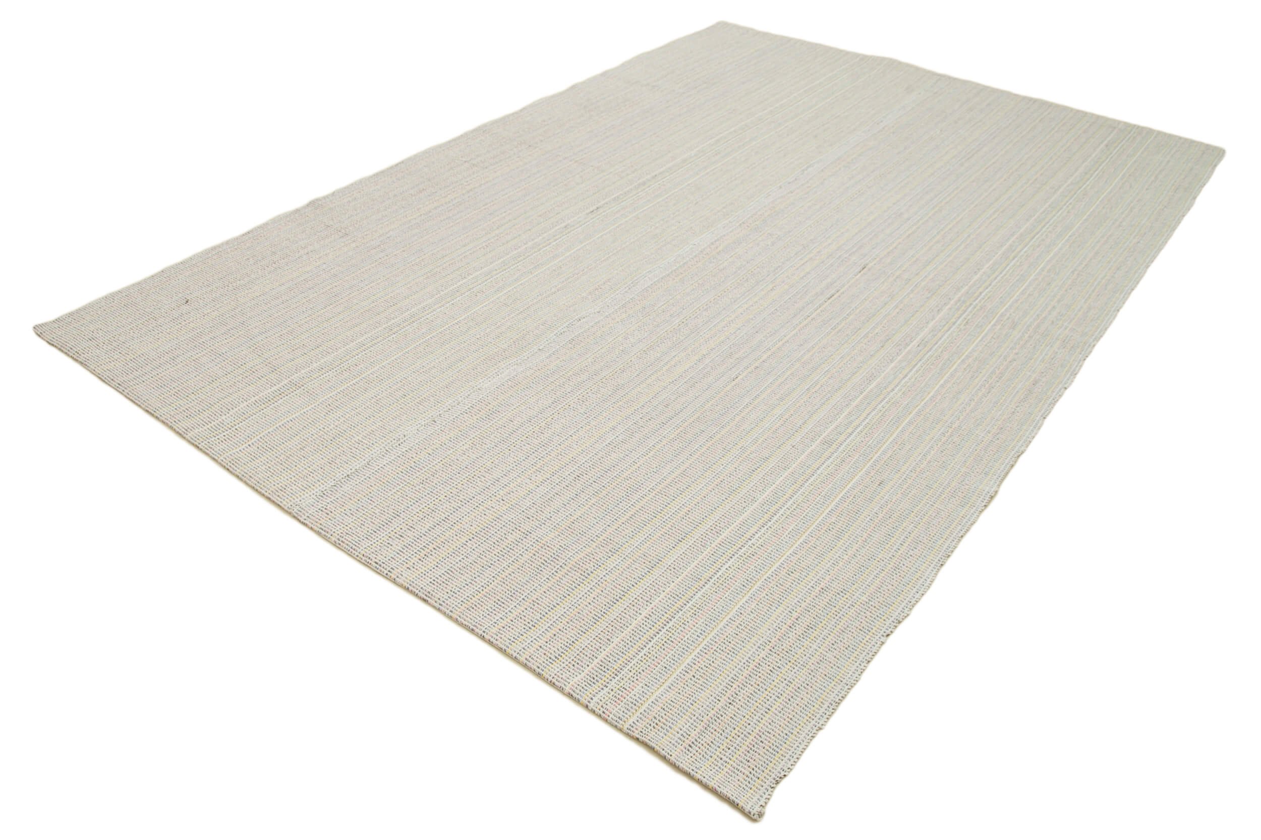 Vintage Flatweave Rug - Handmade Area Rug 6'9''x10'3'' Beige Cotton Wool Carpet