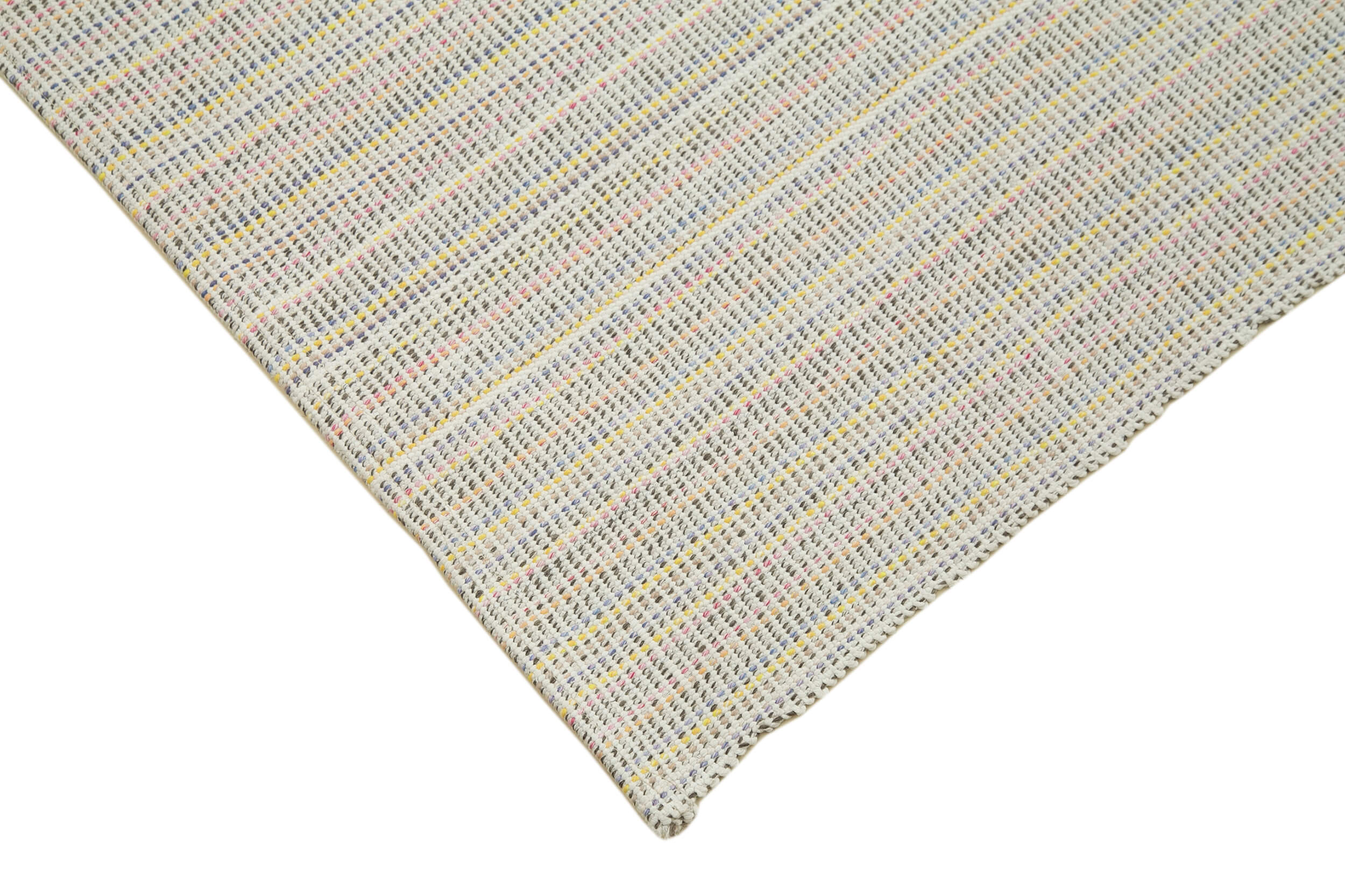 Vintage Flatweave Rug - Handmade Area Rug 6'9''x10'3'' Beige Cotton Wool Carpet
