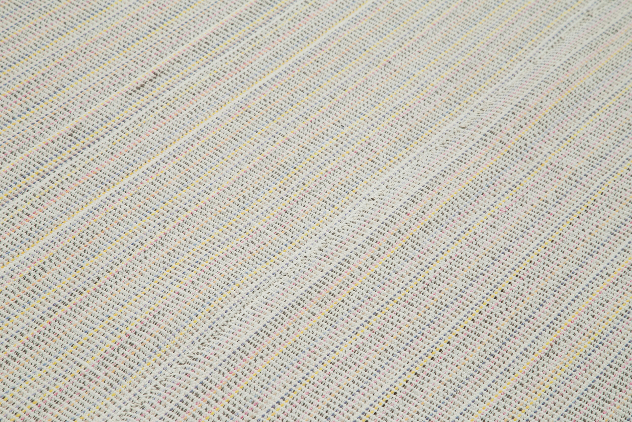 Vintage Flatweave Rug - Handmade Area Rug 6'9''x10'3'' Beige Cotton Wool Carpet