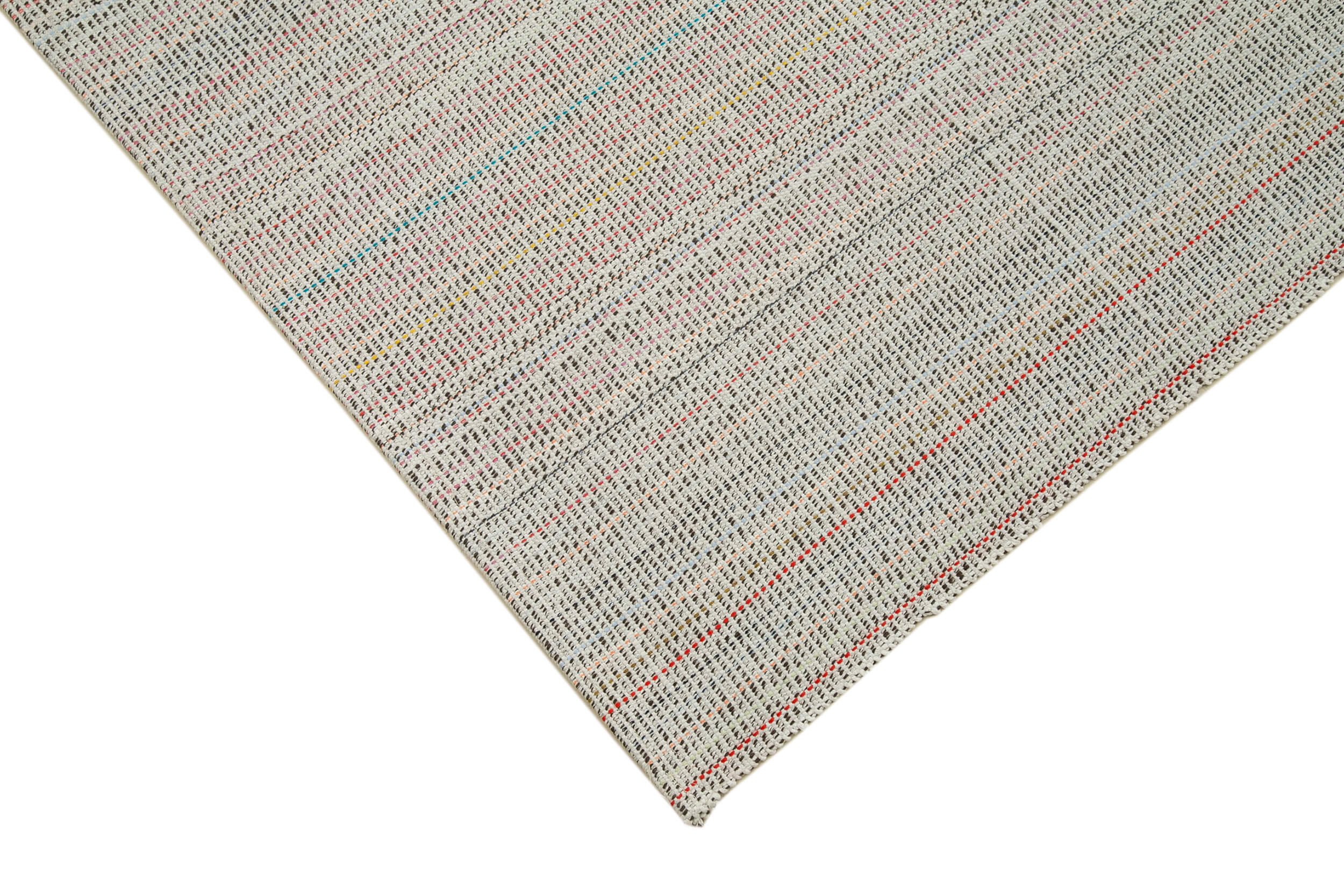 Vintage Flatweave Rug – Handmade Area Rug 6'8" x 9'9" Beige Cotton Wool Carpet