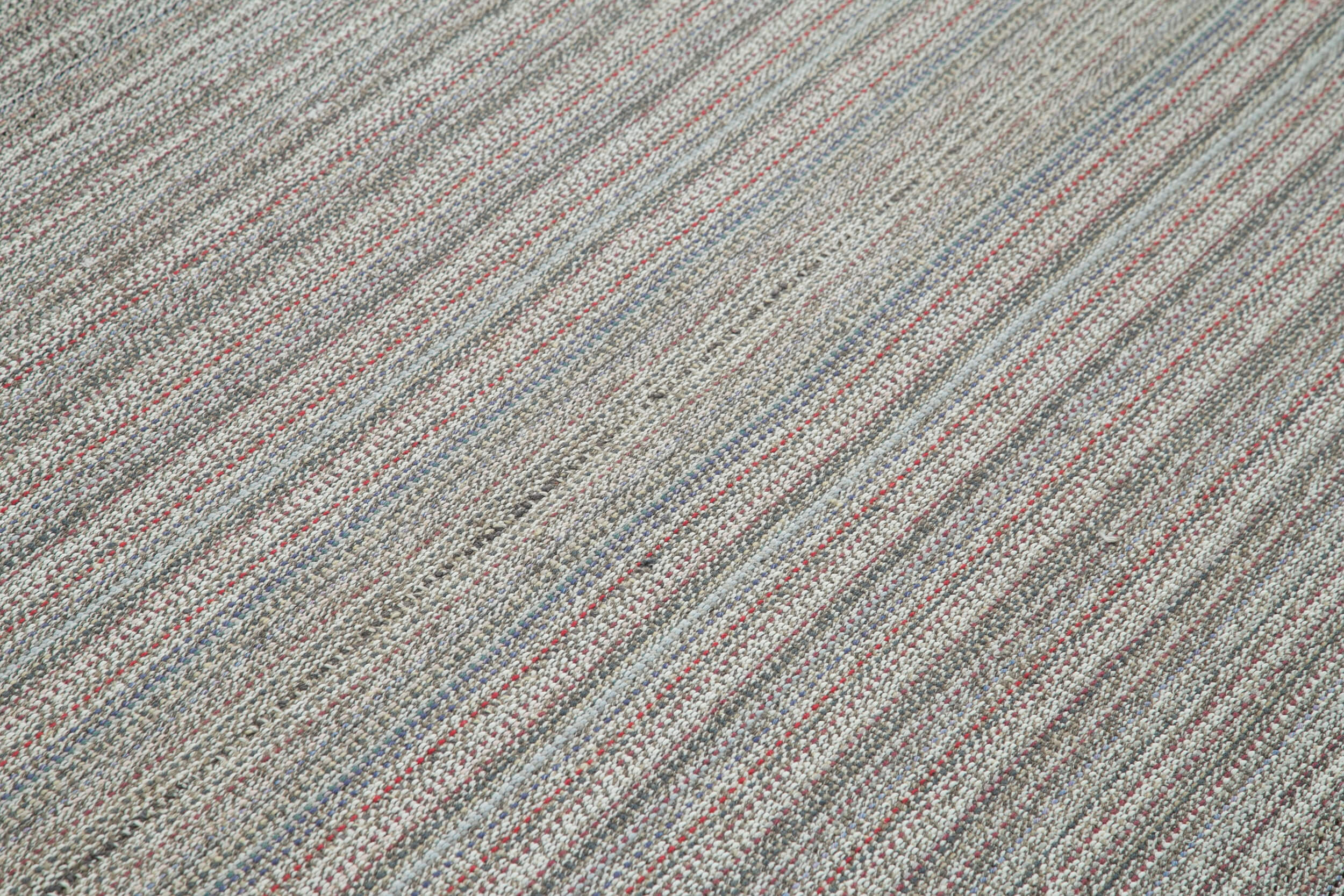 Vintage Flatweave Rug - Handmade Area Rug 6'7''x10'8'' Grey Cotton Wool Blend