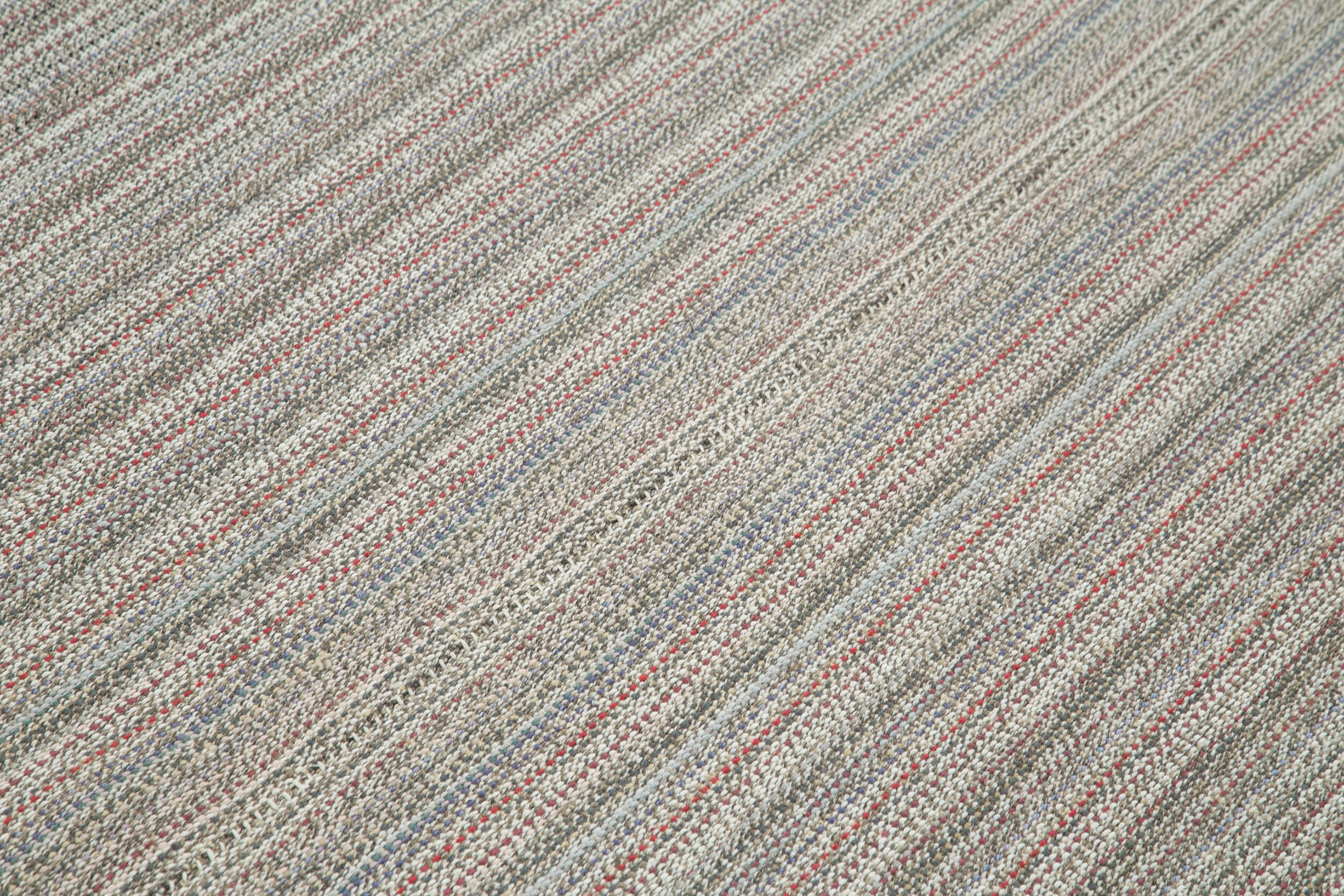 Vintage Flatweave Area Rug - Handmade Wool Rug with Grey Cotton, 6'6''x10'4''