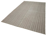 Vintage Flatweave Rug – Handmade Area Rug | Grey Wool Carpet, Cotton Wool Blend 6'7" x 10'6"