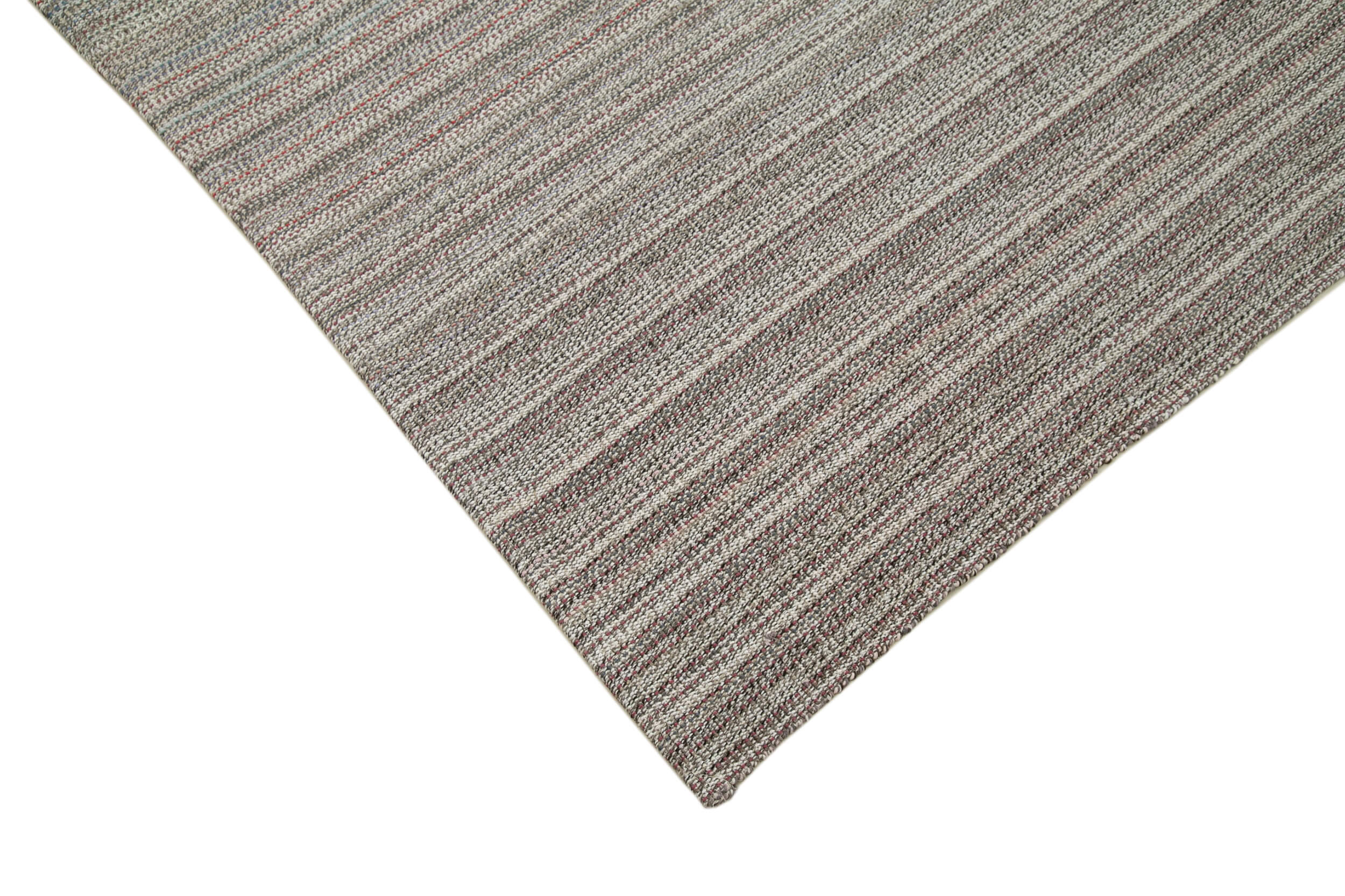 Vintage Flatweave Rug – Handmade Area Rug | Grey Wool Carpet, Cotton Wool Blend 6'7" x 10'6"