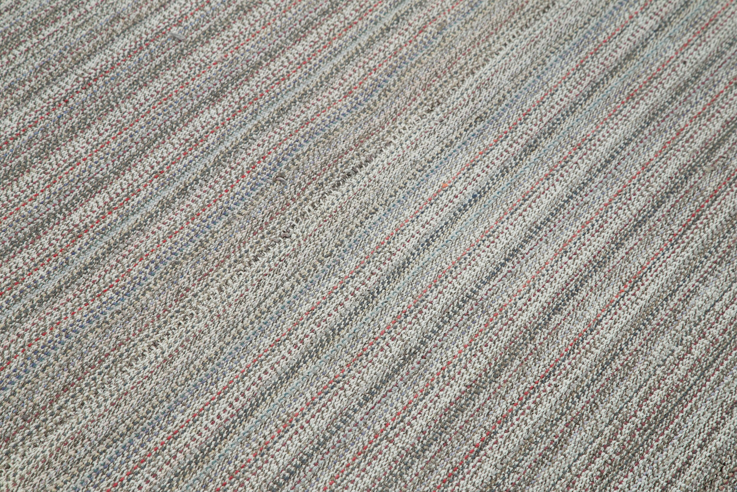 Vintage Flatweave Rug – Handmade Area Rug | Grey Wool Carpet, Cotton Wool Blend 6'7" x 10'6"