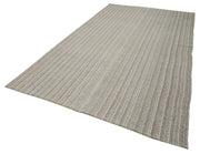 Vintage Flatweave Rug – Handmade Cotton Wool Area Rug 6'7'' x 11'6'' Grey
