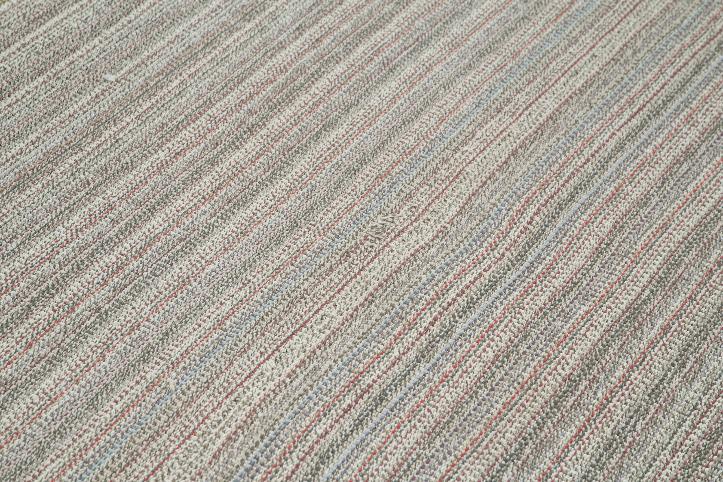 Vintage Flatweave Rug – Handmade Cotton Wool Area Rug 6'7'' x 11'6'' Grey