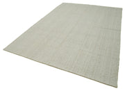 Vintage Flatweave Rug – Handmade Area Rug 7'1''x10'2'' | Beige Cotton Wool Carpet