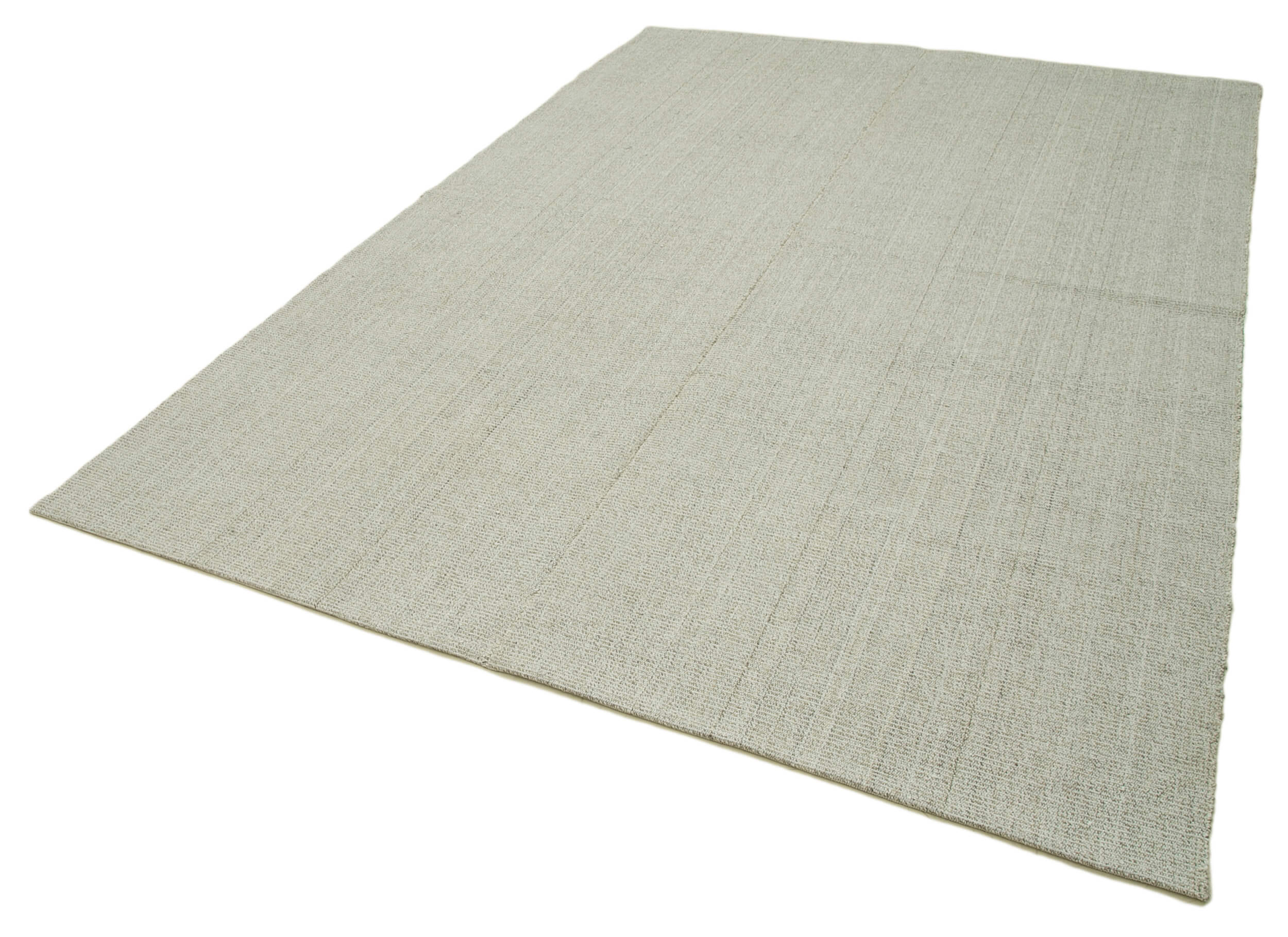 Vintage Flatweave Rug – Handmade Area Rug 7'1''x10'2'' | Beige Cotton Wool Carpet