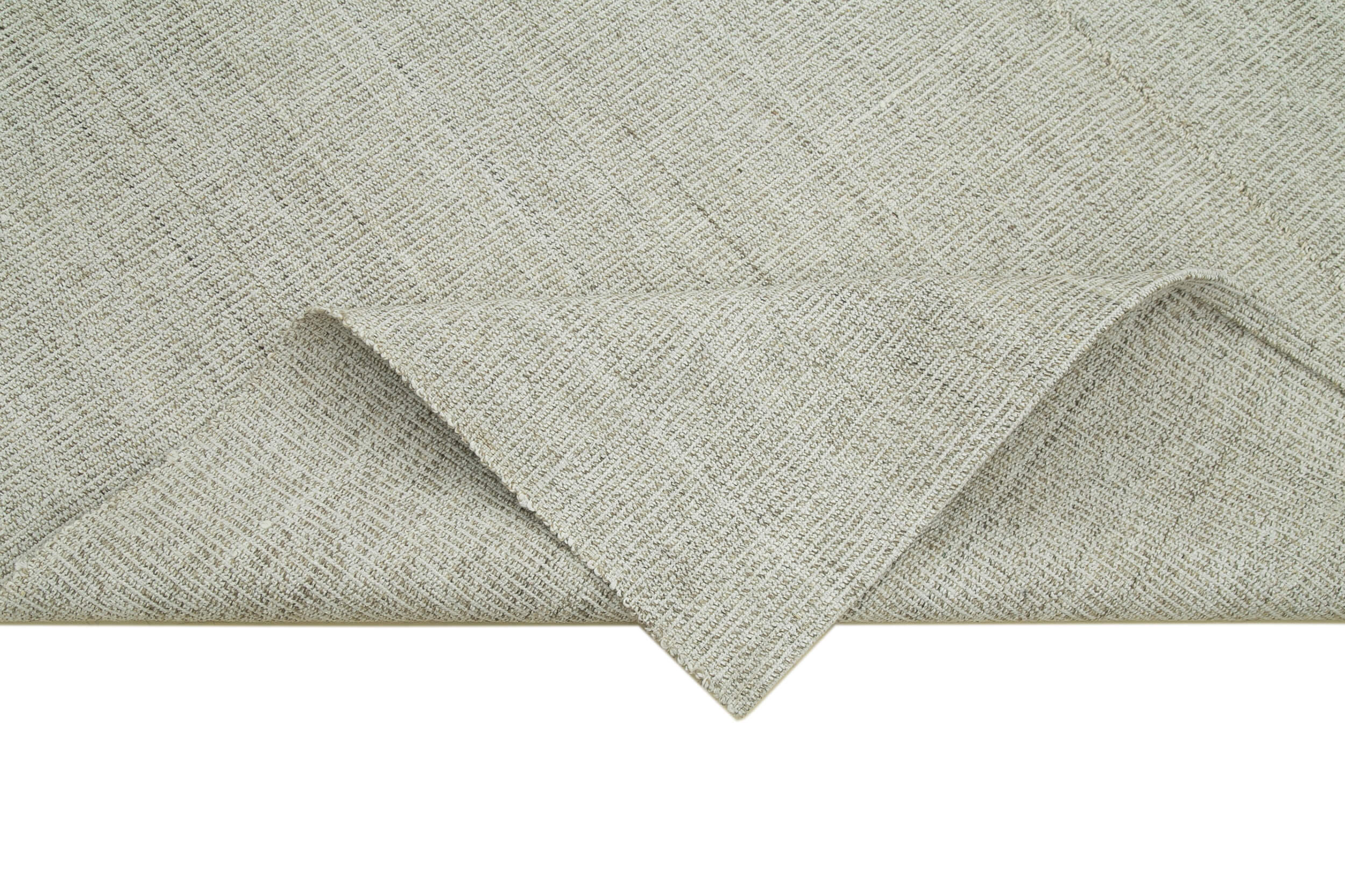 Vintage Flatweave Rug – Handmade Area Rug 7'1''x10'2'' | Beige Cotton Wool Carpet