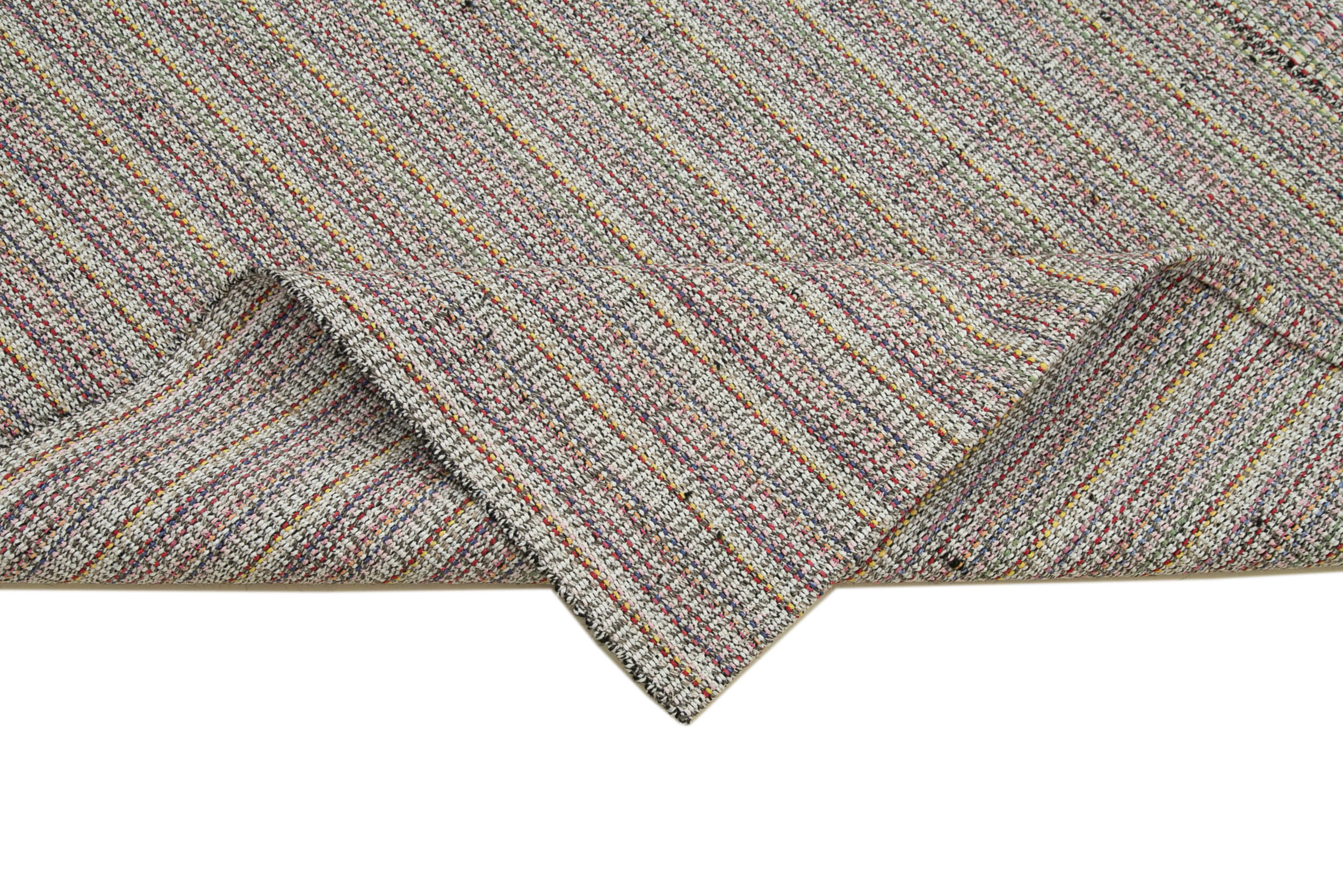 Vintage Flatweave Rug - Handmade Area Rug 7'0" x 9'2" Cotton Wool Carpet