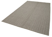 Vintage Flatweave Rug - Handmade Area Rug 6'8''x10'6'' | Grey Wool Carpet