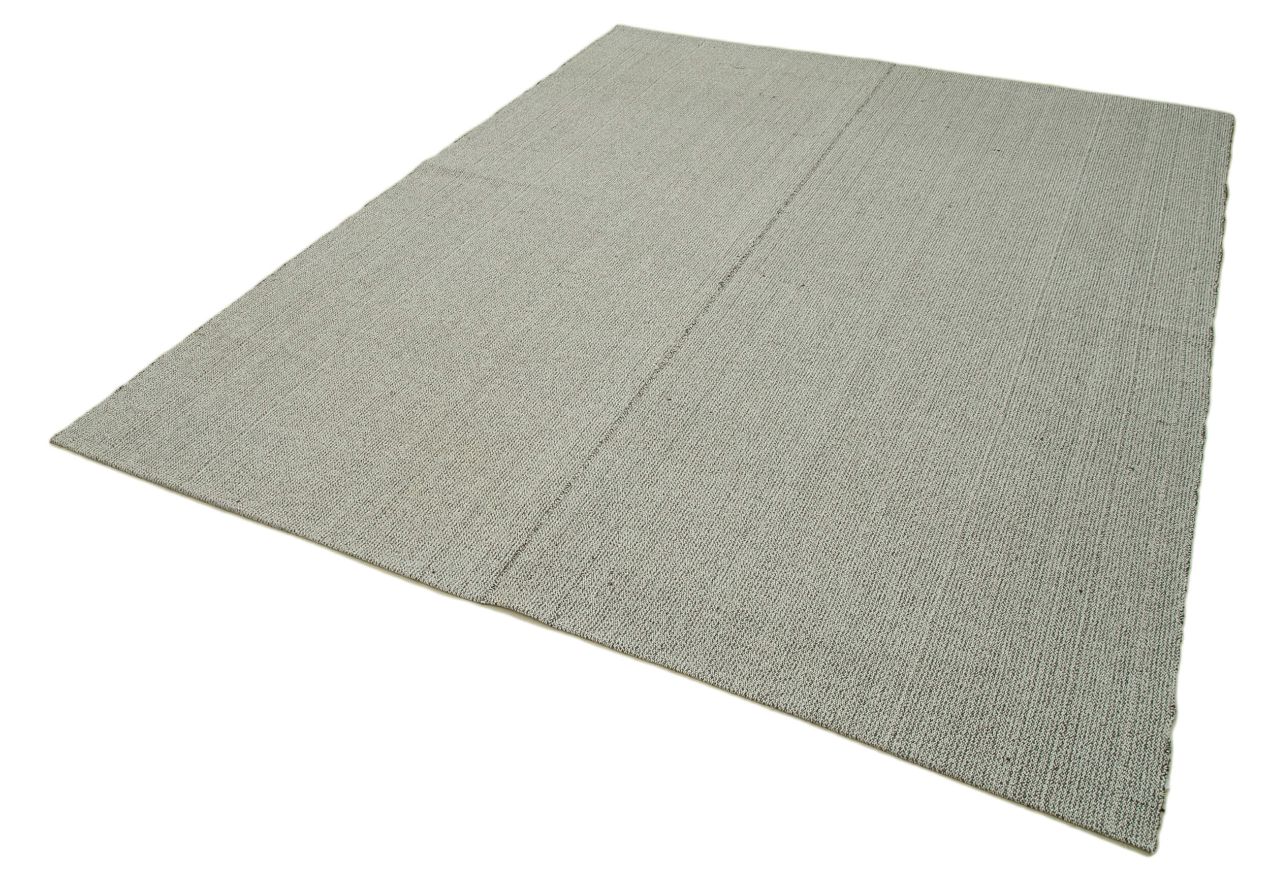 Vintage Flatweave Rug – Handmade Grey Cotton Wool Area Rug 7'0'' x 8'8''