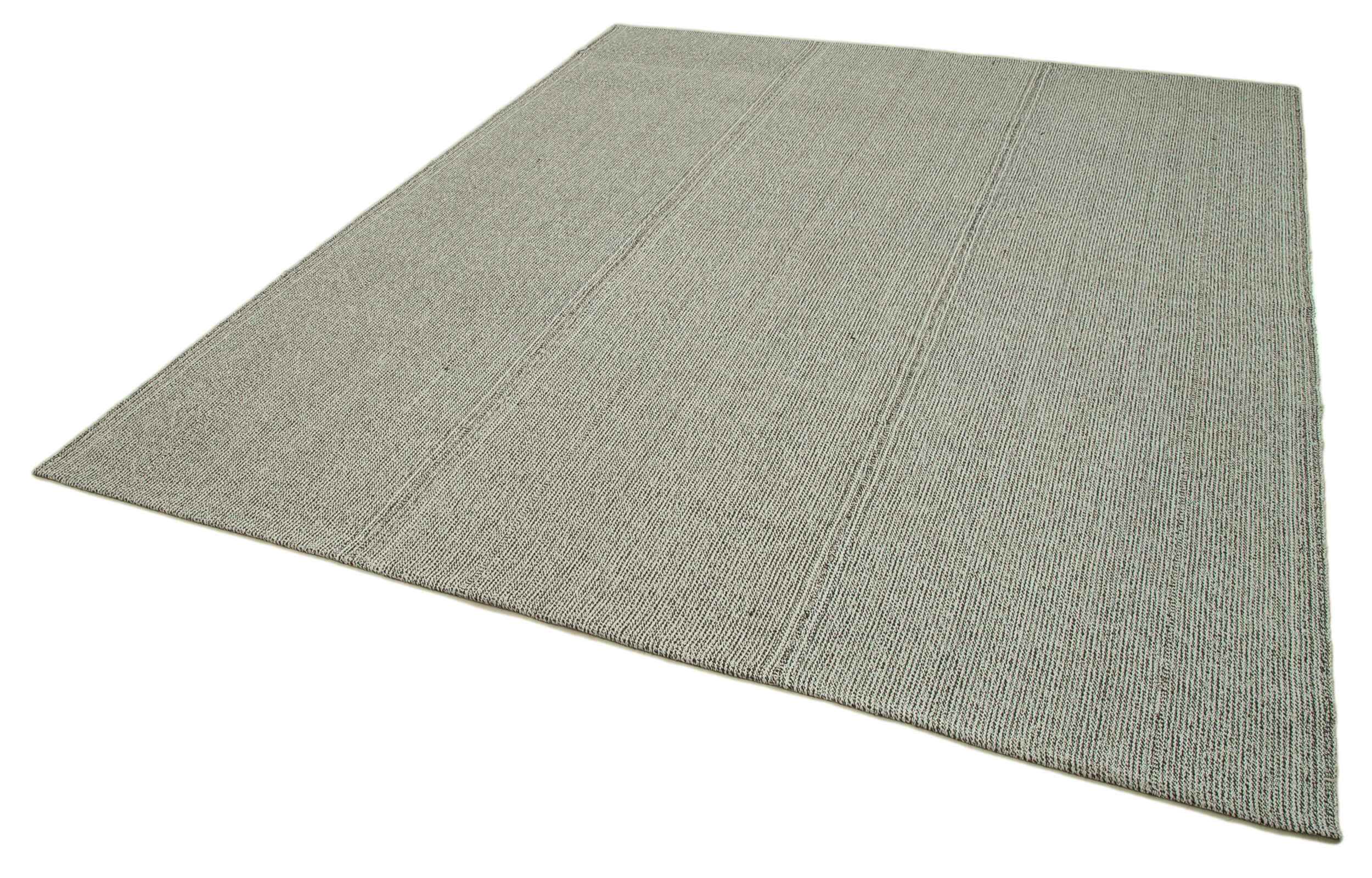 Vintage Flatweave Rug – Handmade Turkish Cotton Wool Area Rug 7'10'' x 9'4'' Grey