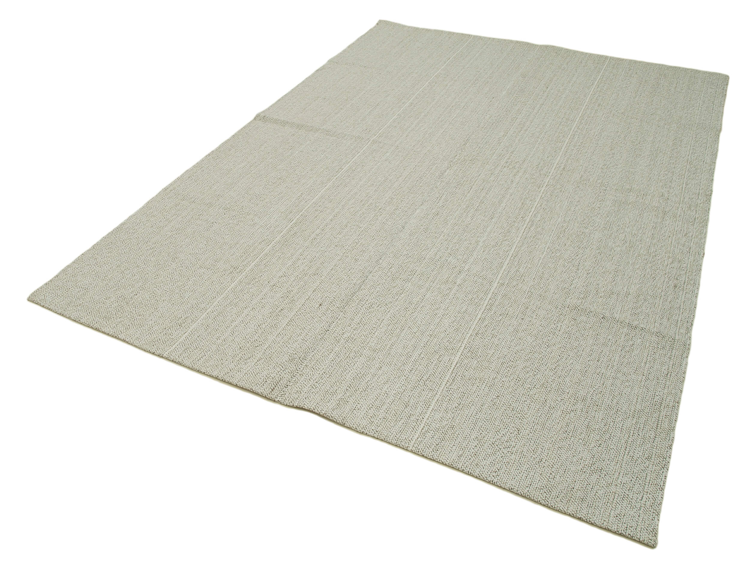 Vintage Flatweave Rug – Handmade Area Rug 6'1''x8'10'' | Beige Wool Carpet
