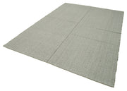 Vintage Flatweave Rug – Handmade Area Rug | Grey Cotton Wool Carpet 6'11''x9'11''
