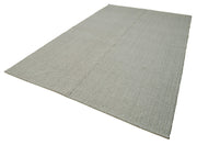 Vintage Flatweave Rug - Handmade Area Rug 7x12 Foot | Grey Wool Cotton Wool Carpet