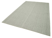 Vintage Flatweave Rug - Handmade Area Rug 6'9'' x 10'0'' Beige Cotton Wool Carpet