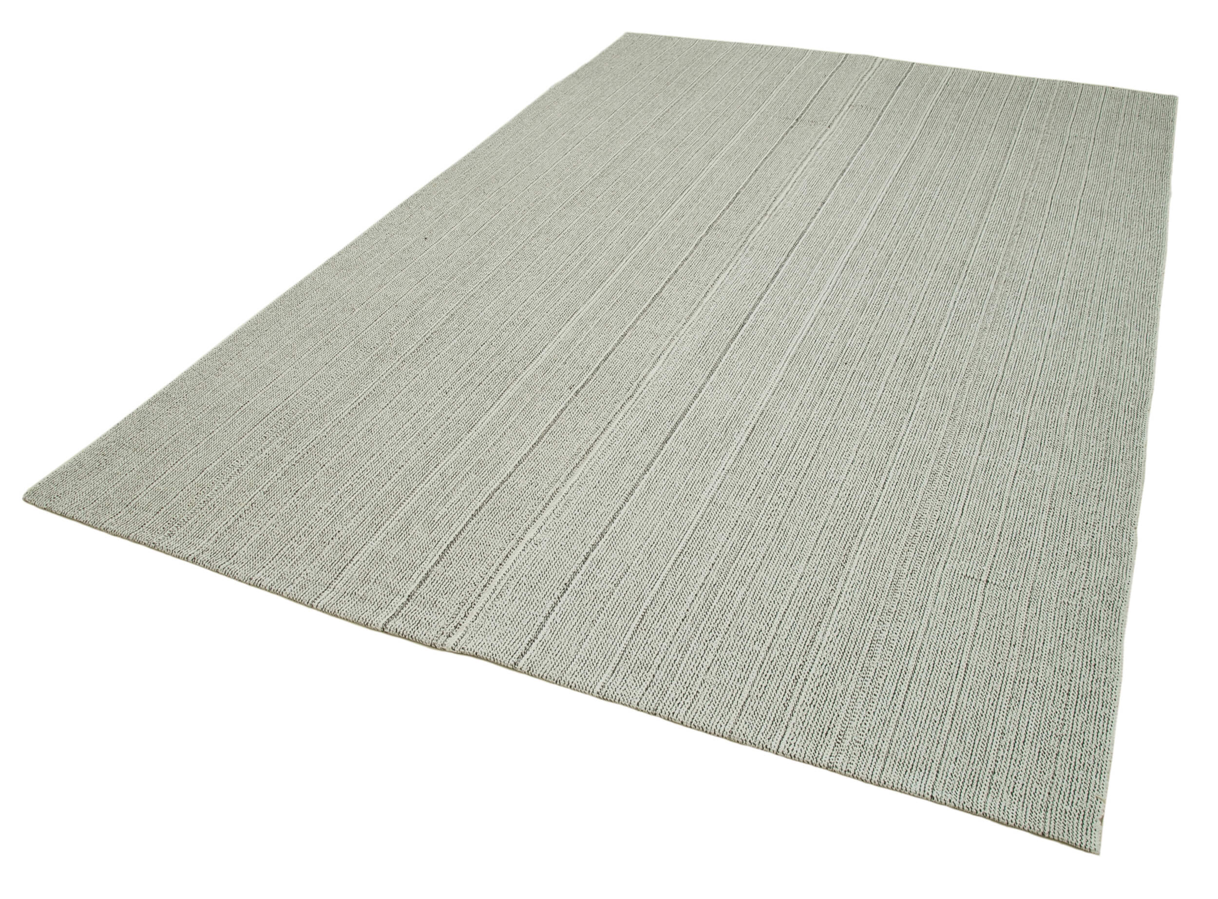 Vintage Flatweave Rug – Handmade Cotton Wool Carpet, Beige Neutral Area Rug 6'8''x9'9''