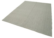 Vintage Flatweave Rug – Handmade Area Rug, Grey Wool Cotton Blend, Boho Style