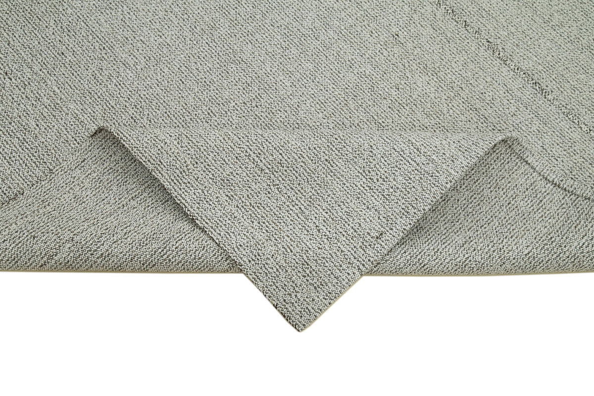 Vintage Flatweave Rug – Handmade Area Rug, Grey Wool Cotton Blend, Boho Style