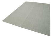 Vintage Flatweave Rug - Handmade Cotton Wool 7x10 Area Rug | Grey Boho Style
