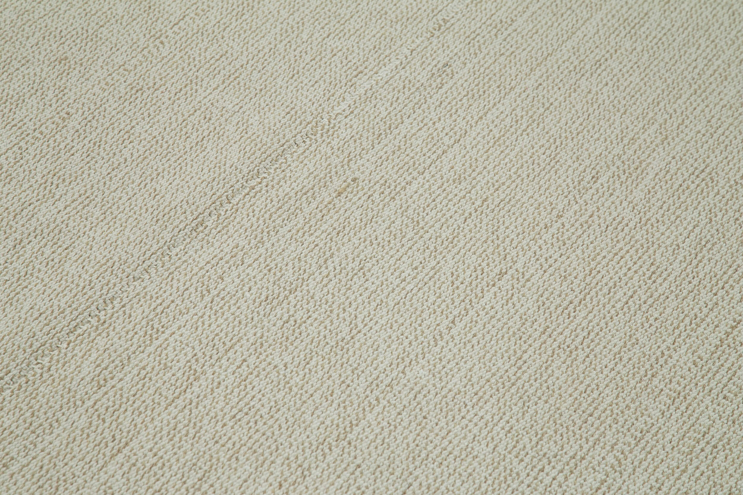 Vintage Flatweave Rug Handmade Area Rug 6'11''x10'11'' - Beige Cotton Wool Carpet