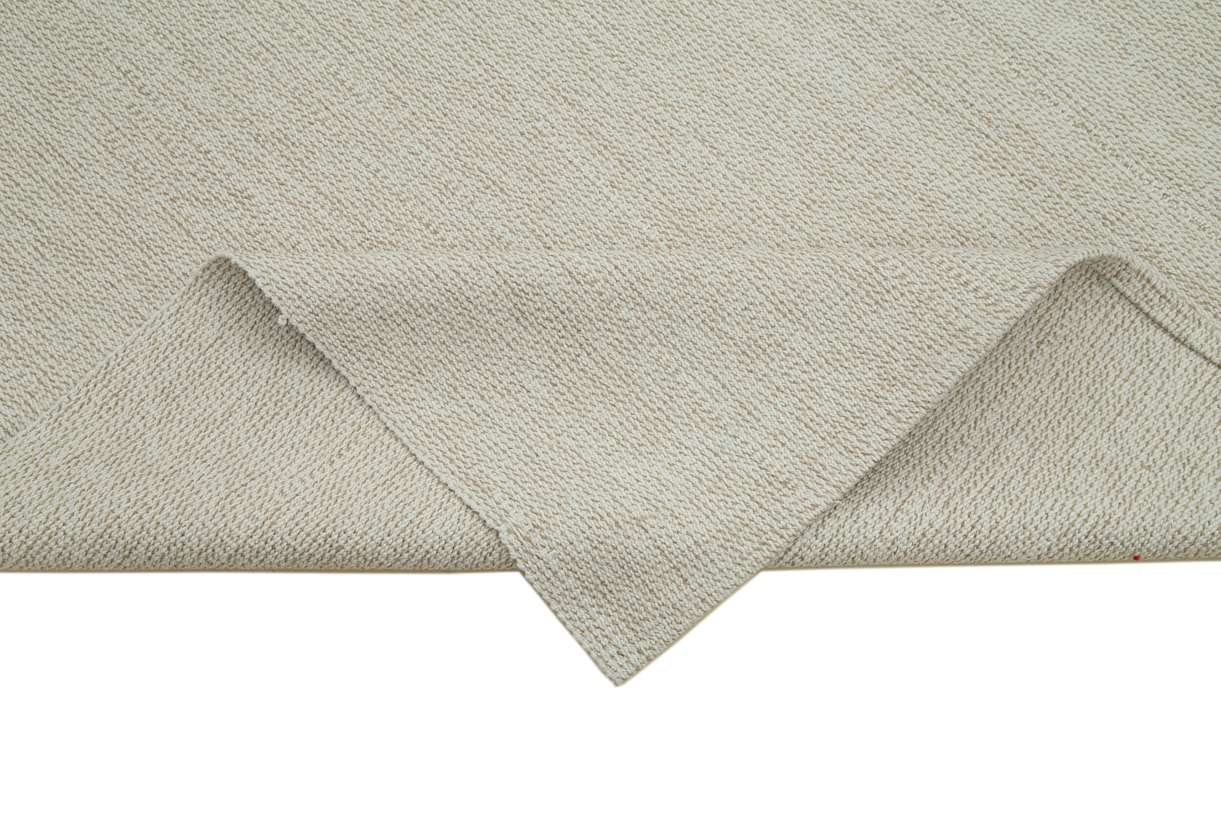 Vintage Flatweave Rug Handmade Area Rug 6'11''x10'11'' - Beige Cotton Wool Carpet