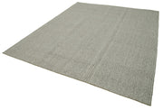 Vintage Flatweave Rug – Handmade Grey Wool Area Rug 7'9'' x 9'5'' | Durable Cotton Carpet