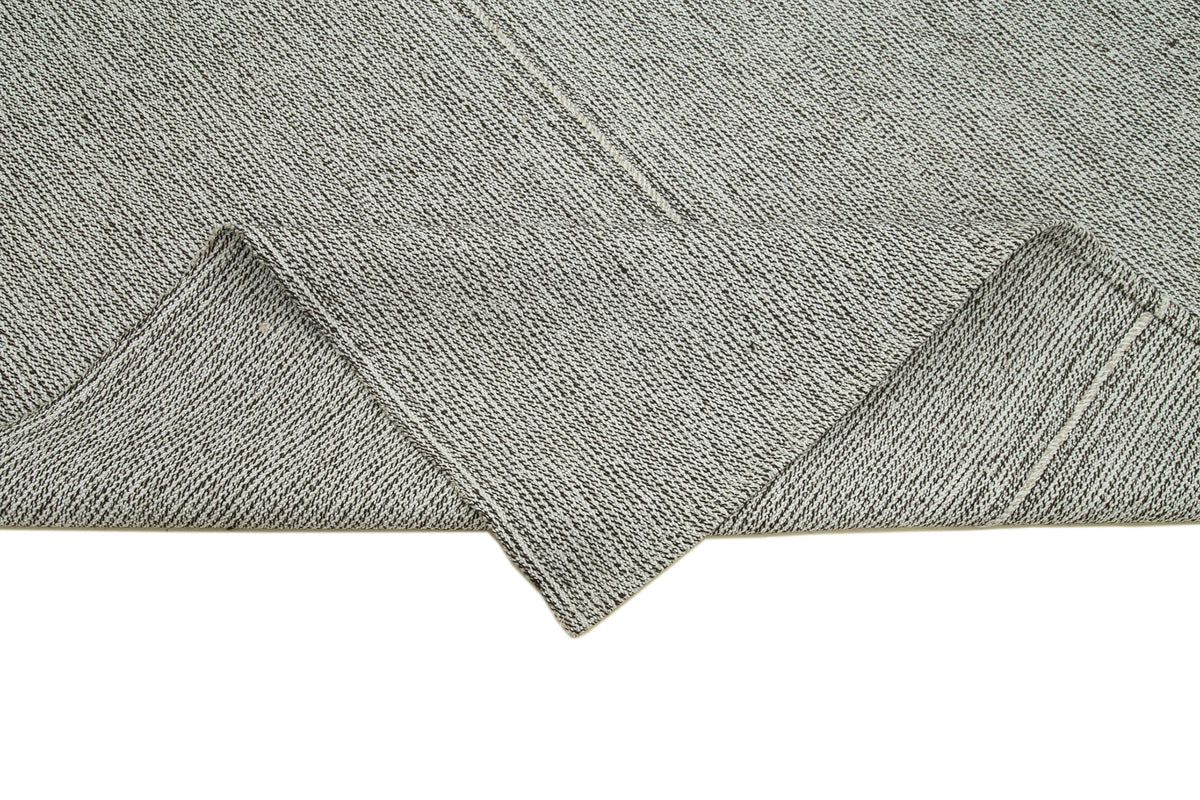 Vintage Flatweave Rug – Handmade Grey Wool Area Rug 7'9'' x 9'5'' | Durable Cotton Carpet
