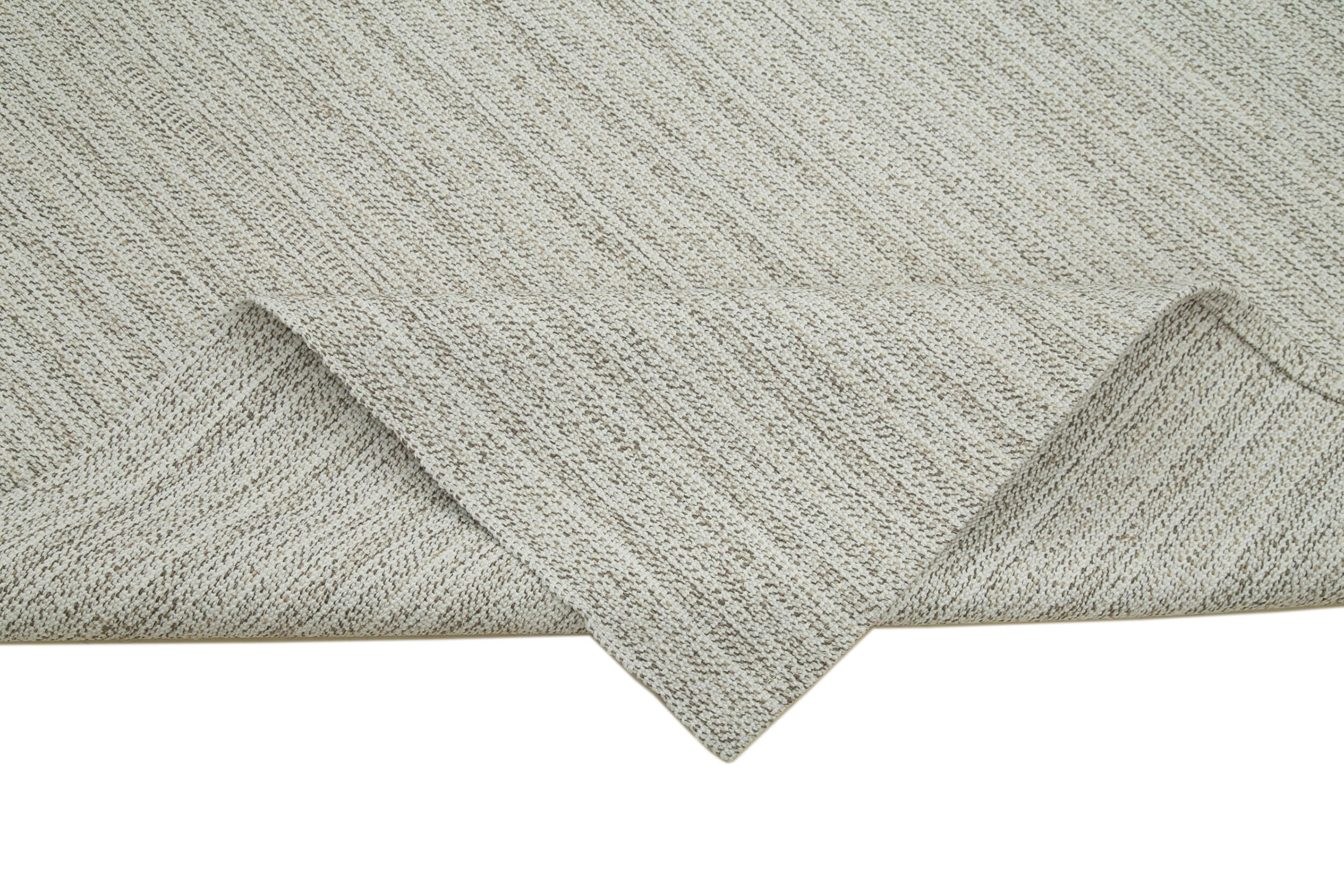 Vintage Flatweave Rug – Handmade Beige Cotton Wool Area Carpet 6'11'' x 10'6''