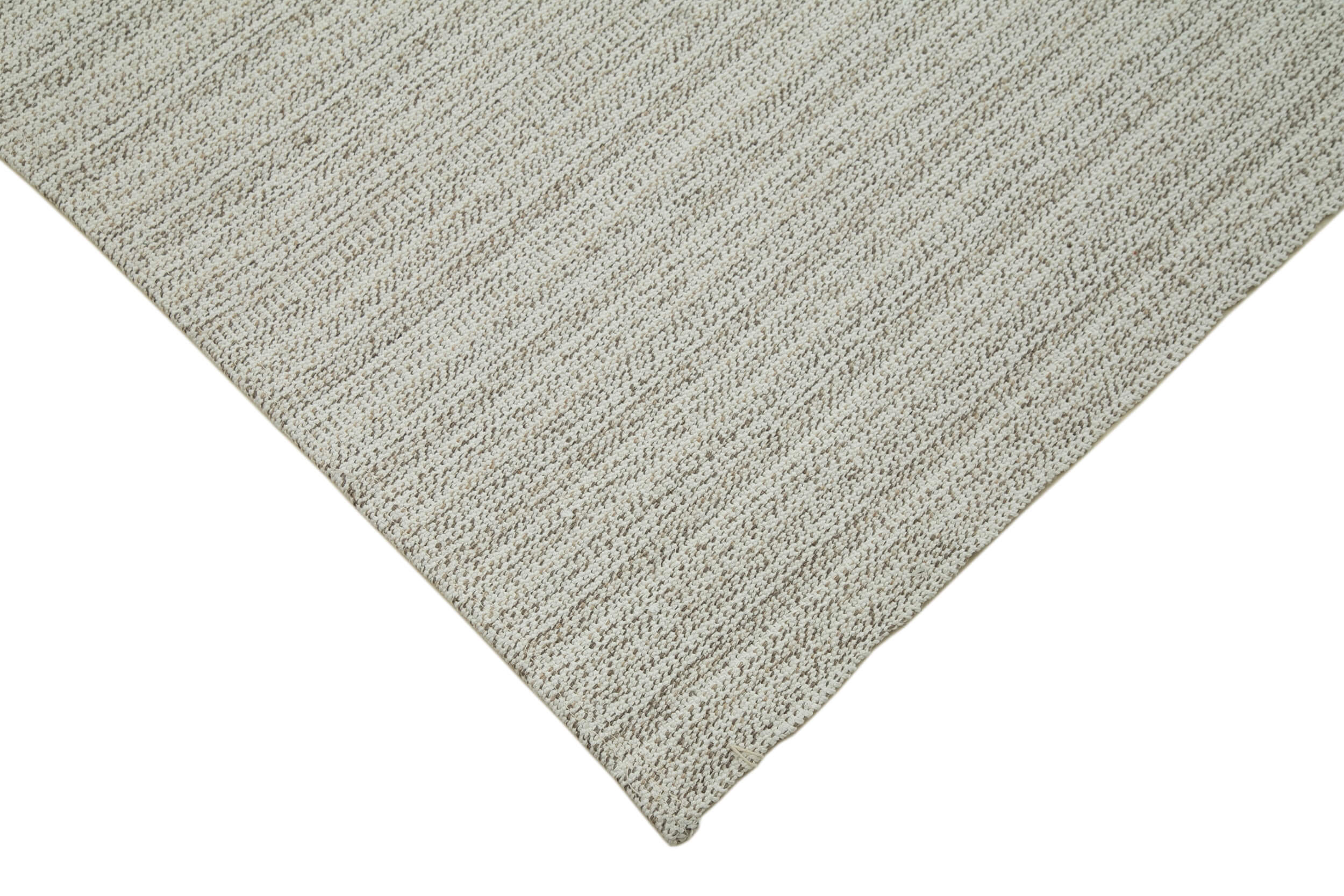 Vintage Flatweave Rug - Handmade Cotton Wool Area Rug 6'11'' x 10'9'' Beige