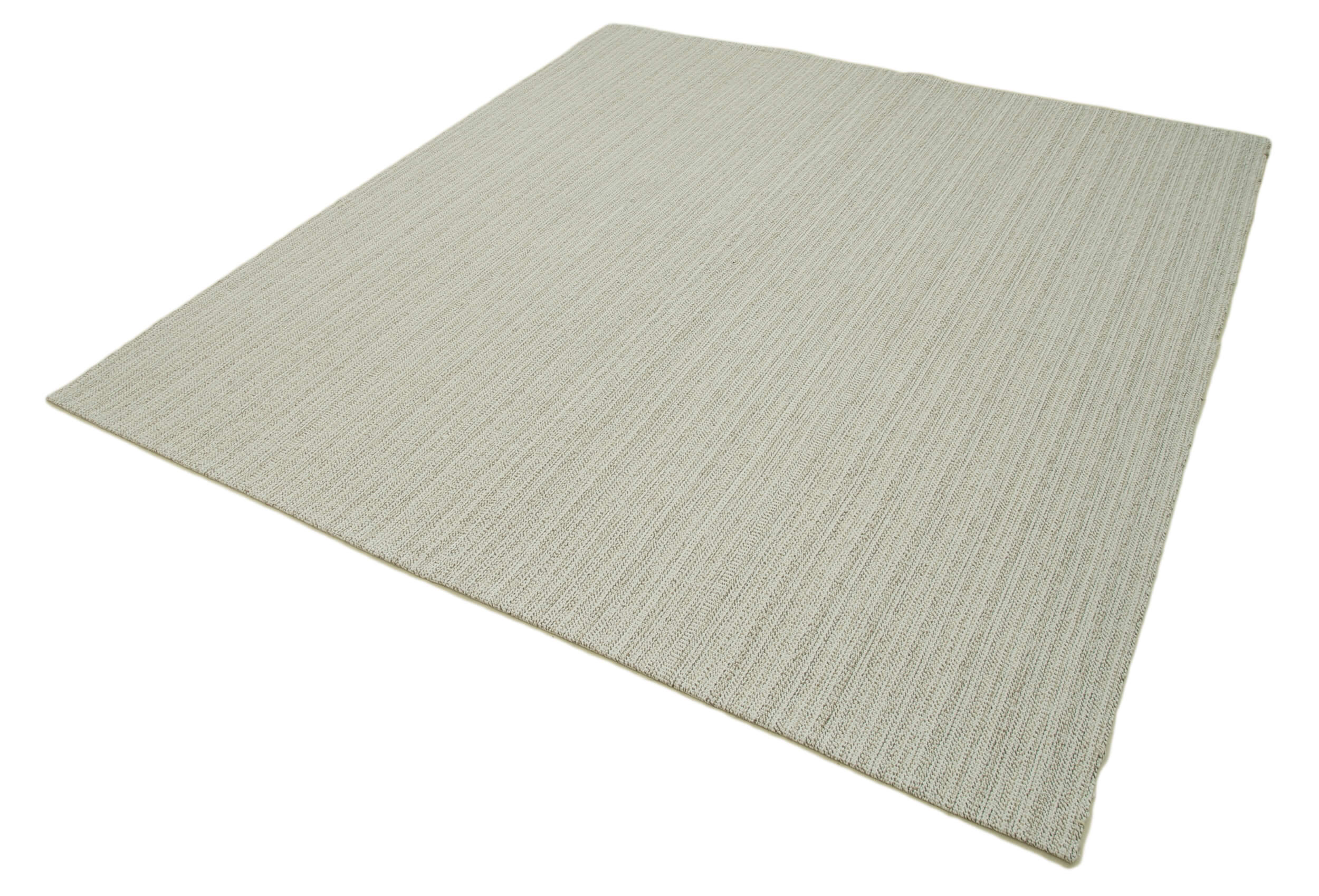 Vintage Flatweave Rug – Handmade Area Rug 6'11''x7'7'' | Beige Wool Cotton Carpet