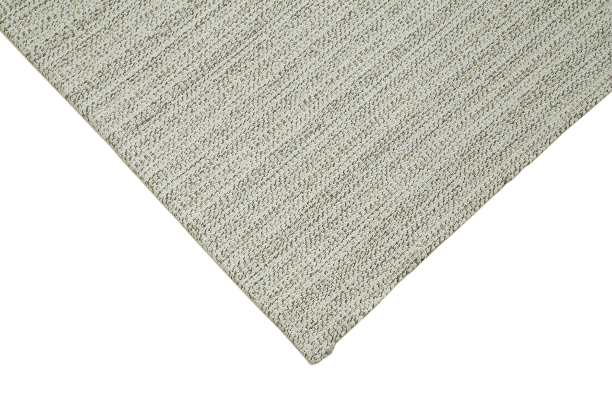 Vintage Flatweave Rug – Handmade Area Rug 6'11''x7'7'' | Beige Wool Cotton Carpet