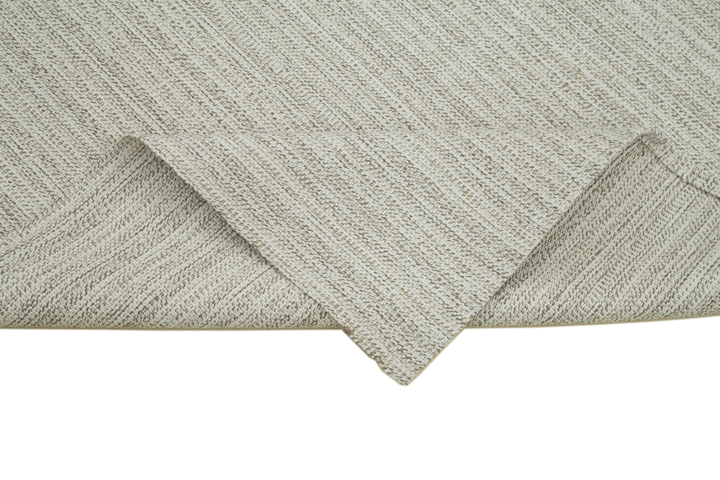 Vintage Flatweave Rug – Handmade Area Rug 6'11''x7'7'' | Beige Wool Cotton Carpet