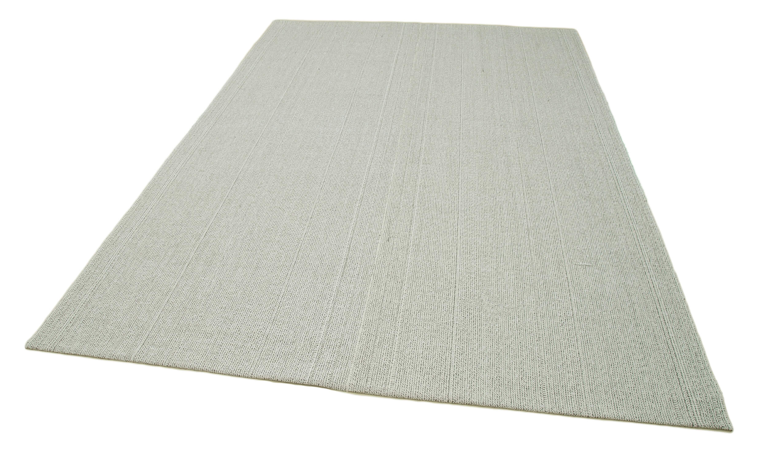 Vintage Flatweave Rug Handmade Area Rug 6'8''x10'0'' - Beige Cotton Wool Carpet