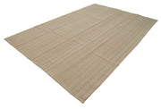 Vintage Flatweave Rug - Handmade Brown Cotton Wool Area Rug 6'11'' x 10'8''