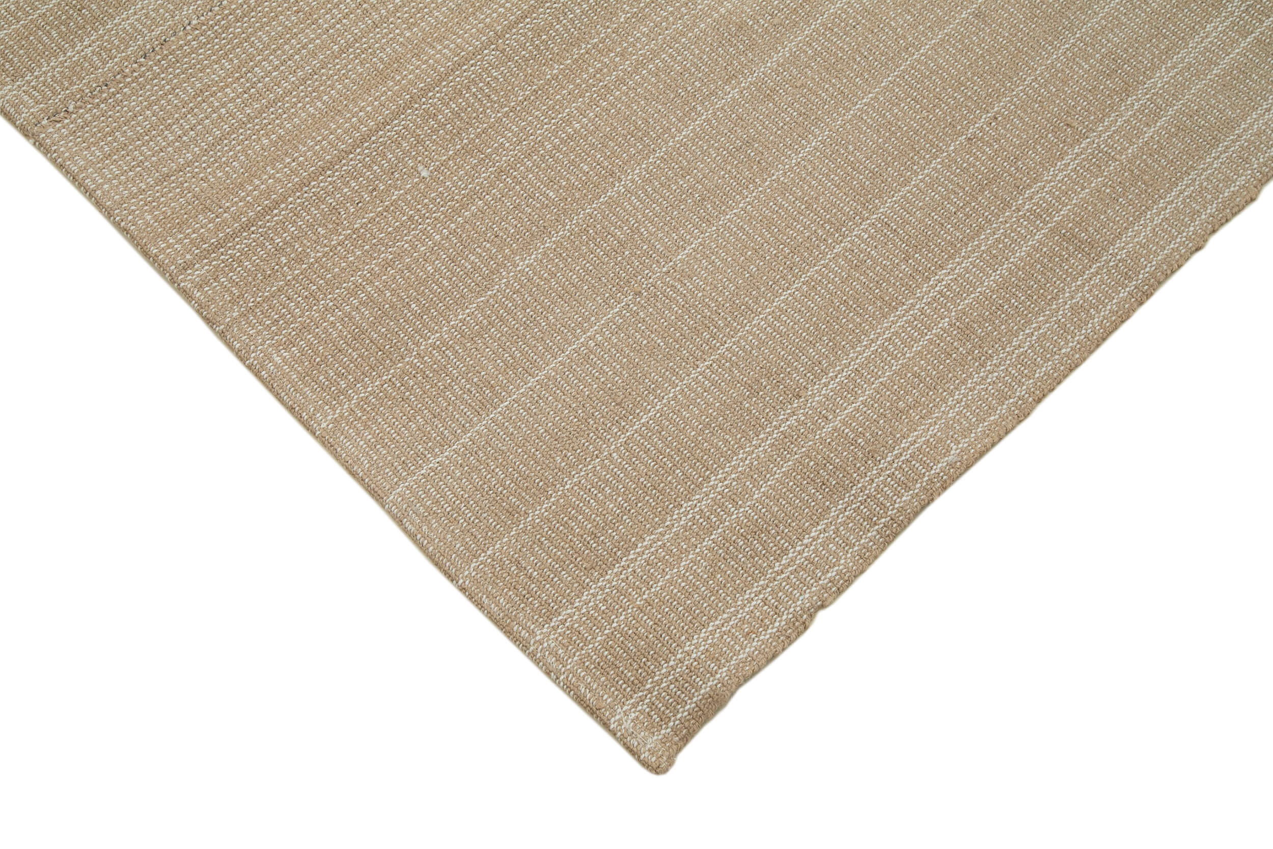 Vintage Flatweave Rug - Handmade Brown Cotton Wool Area Rug 6'11'' x 10'8''