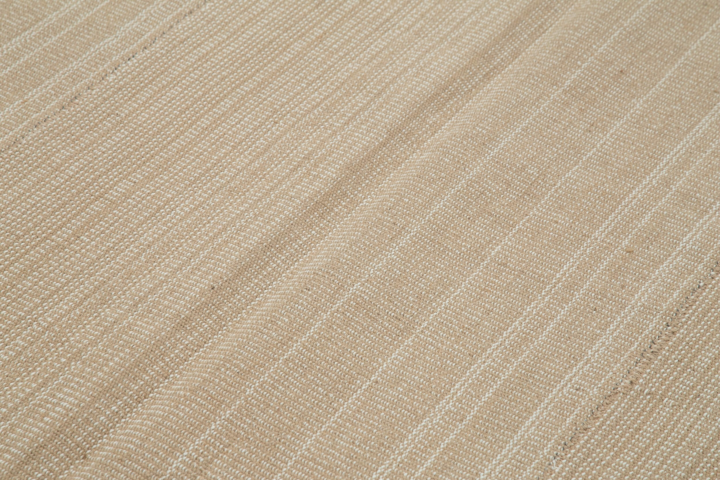 Vintage Flatweave Rug - Handmade Brown Cotton Wool Area Rug 6'11'' x 10'8''