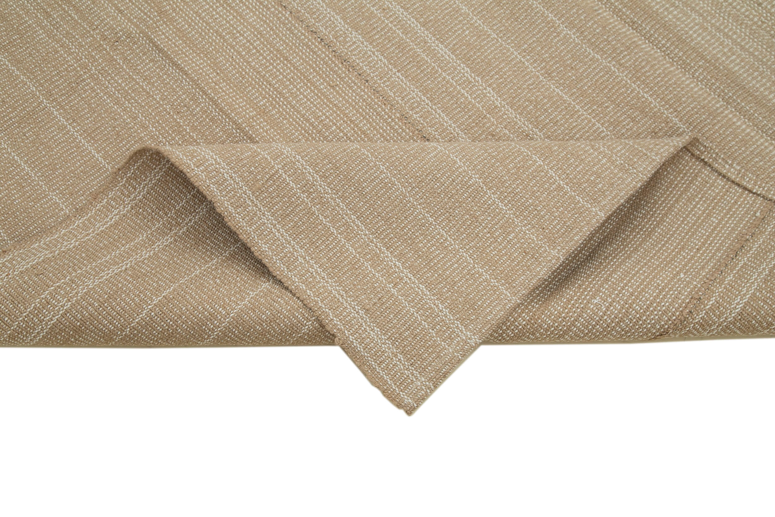 Vintage Flatweave Rug - Handmade Brown Cotton Wool Area Rug 6'11'' x 10'8''