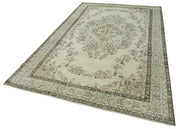 Handmade Wool Area Rug – Vintage Cotton Rug | Beige Wool Carpet 6'3''x10'2''