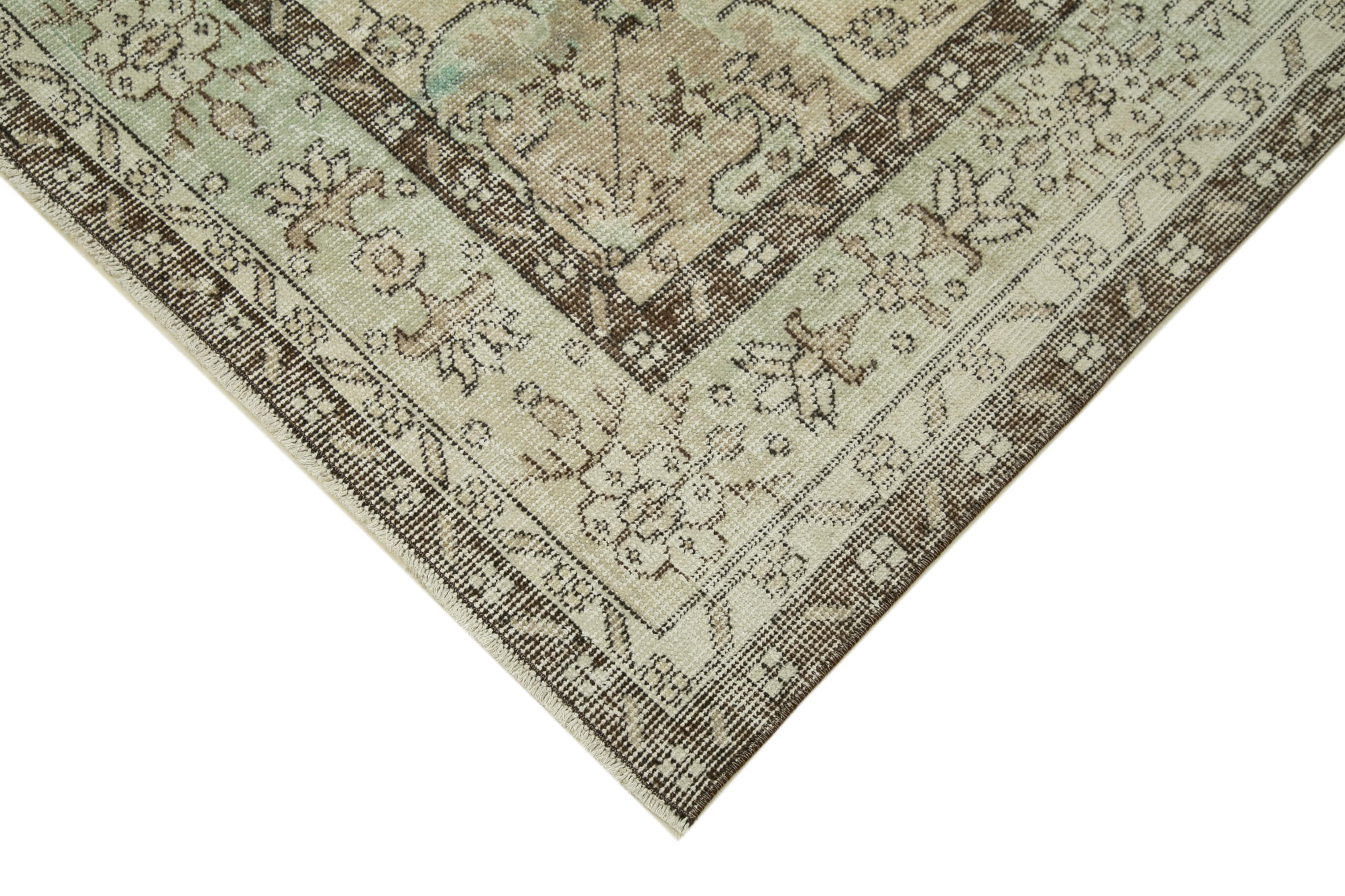 Handmade Wool Area Rug – Vintage Cotton Rug | Beige Wool Carpet 6'3''x10'2''