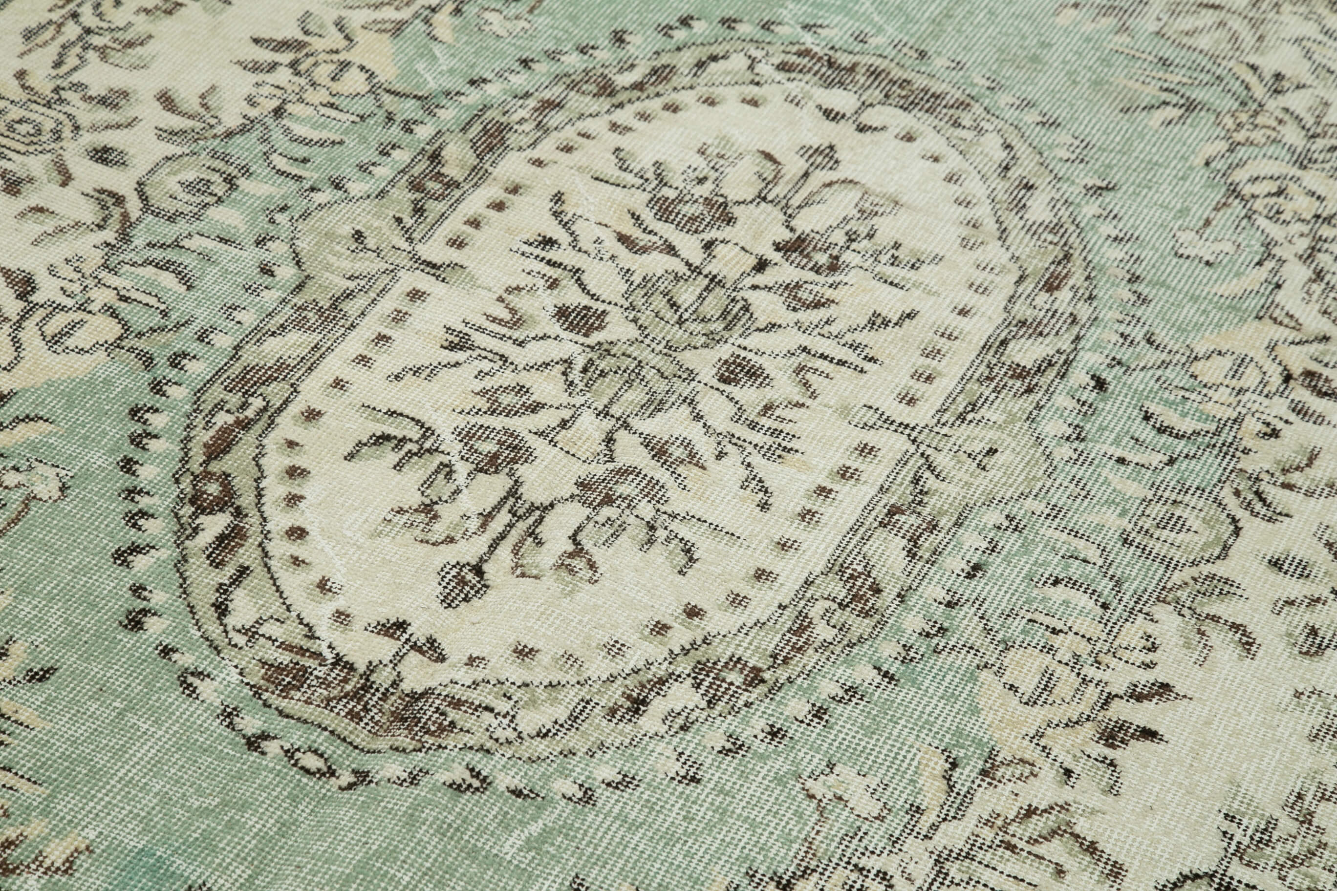 Handmade Wool Area Rug – Vintage Beige Cotton Wool Rug 5'10" x 9'2" Classic Carpet