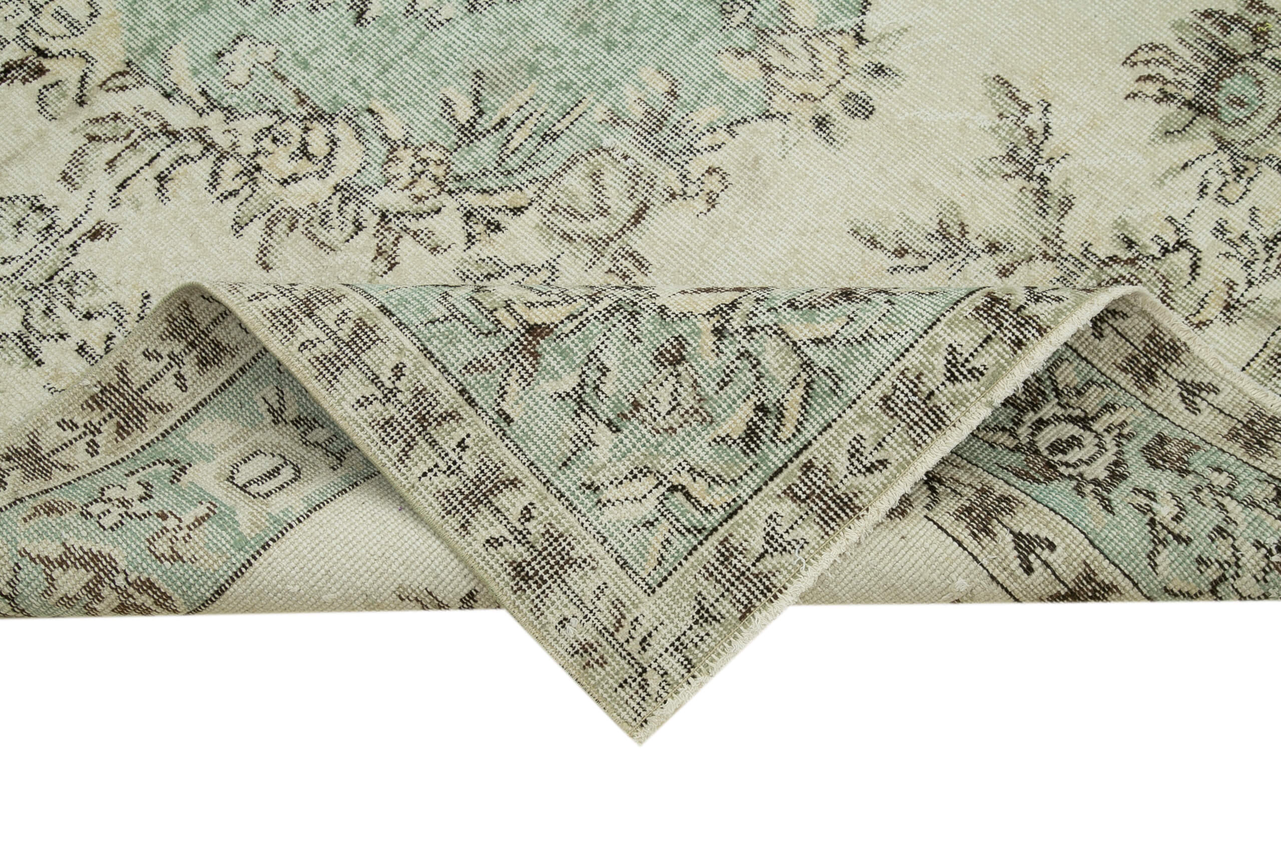 Handmade Wool Area Rug – Vintage Beige Cotton Wool Rug 5'10" x 9'2" Classic Carpet